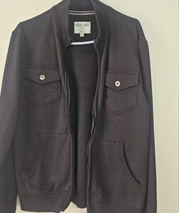 MENS BLACK ZIP UP JACKET BY HERITAGE SIZE MED ATHLEISURE GOTH